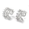 Brass Micro Pave Cubic Zirconia Cuff Earrings EJEW-E310-15P-1