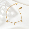 Elegant Stainless Steel Crystal Rhinestone Flat Round Charm Bracelets for Women's Daily Wear HI9580-2-1