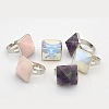 Adjustable Natural & Synthetic Mixed Stone Rings RJEW-N015-02P-1