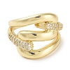 Rack Plating Brass Pave Clear Cubic Zirconia Open Cuff Rings RJEW-M172-11G-2