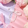 Bowknot Natural Cultured Freshwater Pearl & Glass Beaded Pendant Decoration HJEW-TA00231-2