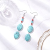 Brass Synthetic Turquoise Dangle Earrings EJEW-JE06535-03-1