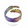 Feather Cuff Rings RJEW-N038-028-3