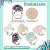 5Pcs 5 Styles Natural Yellow Quartz & Fluorite & Rose Quartz & Amethyst & Quartz Crystal Adjustable Finger Rings RJEW-FG0001-02-2