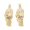 Religion Brass Micro Pave Clear Cubic Zirconia Pendants KK-N287-46G-G-02-1