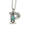 Letter A~Z Antique Silver Plated Alloy with Synthetic Turquoise Pendant Necklaces NJEW-G080-01P-1