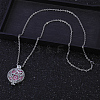 Alloy Essential Oil Diffuser Locket Pendant Necklaces with Pink Plush Aromatherapy Disc Inside Box QP4484-2