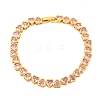 Rack Plating Brass Pave Cubic Zirconia Heart Link Bracelets BJEW-Q347-05G-05-1