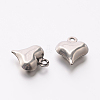 Original Color 304 Stainless Steel Puffed Heart Charms STAS-E078-01-1