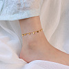 Titanium Steel Flat Round Charm Anklets for Women WG58D55-01-1