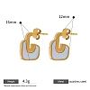 304 Stainless Steel & Natural Shell Stud Earrings WG9476D-02-2