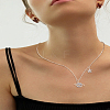1Pc Alloy Crystal Rhinestone Star Planet Pendant Necklaces for Women NJEW-LP0003-20G-1