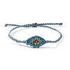 Adjustable Evil Eye Polyester Cord Braided Bracelets for Men Women BI7988-15-1