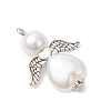 Glass Pearl Round Beads & ABS Plastic Imitation Pearl Beads Pendants PALLOY-JF04094-01-3