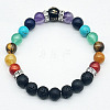 Chakra Theme Natural & Synthetic Mixed Gemstone Beaded Stretch Bracelets QD1254-8-1