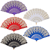 5Pcs 5 Colors Plastic Folding Fan AJEW-CN0003-90-1