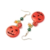 Pumpkin Synthetic Turquoise Dangle Earrings EJEW-TA00517-4