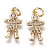 Brass Micro Pave Clear Cubic Zirconia Pendants ZIRC-C020-42G-1