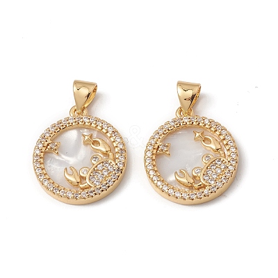 Rack Plating Brass Shell Pendants KK-D087-25G-12-1
