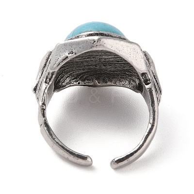 Oval Synthetic Turquoise Cuff Rings RJEW-B107-13AS-01-1