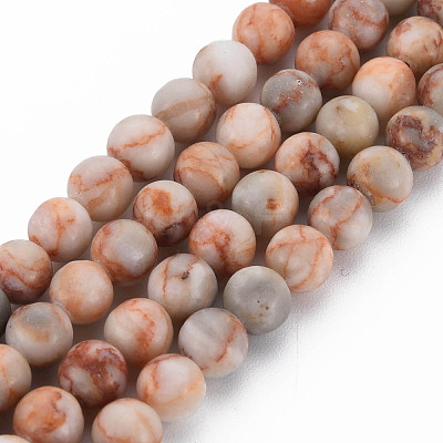 Natural Red Netstone Bead Strands G-R345-6mm-45-01-1