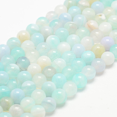 Natural Striped Agate/Banded Agate Bead Strands G-K155-A-6mm-04-1