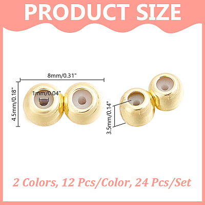 24Pcs 2 Colors Brass Beads KK-HY0004-37-1