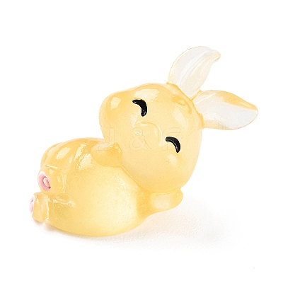 Luminous Resin Rabbit Ornament DJEW-R011-02F-1