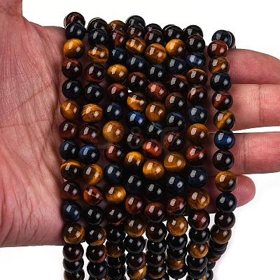 Natural Tiger Eye Beads Strands G-L446-02-8mm-1