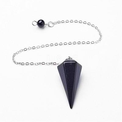 Natural Dyed & Heated Black Agate Hexagonal Pointed Dowsing Pendulums G-D847-02-1