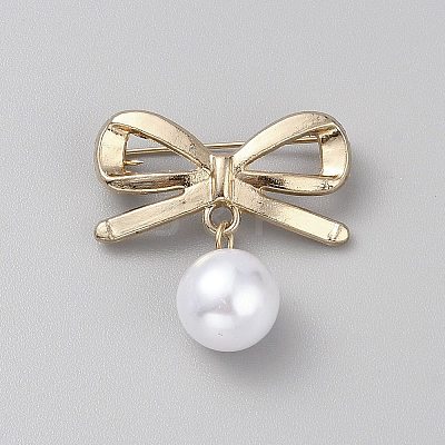 ABS Plastic Bead Zinc Alloy Brooches LS-JEWB-WH0021-78B-G-1