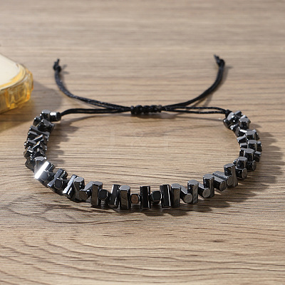 Synthetic Non-magnetic Hematite Beads Braided Bead Bracelets for Men YR7189-1