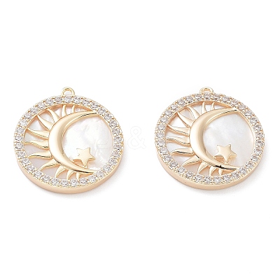 Rack Plating Brass Shell Pendants KK-A183-61G-1