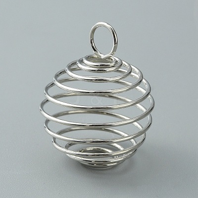 Carbon Steel Spiral Bead Cage Pendants IFIN-WH0027-47B-P-1