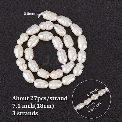 3 Strands Natural Cultured Freshwater Pearl Beads Strands PEAR-NB0002-25-1