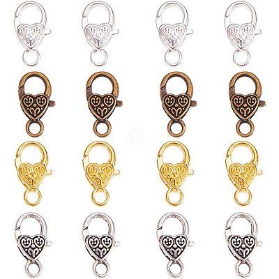 Tibetan Style Heart Lobster Claw Clasps PALLOY-PH0012-58-1