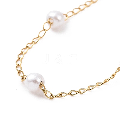 PVD Vacuum Plating 304 Stainless Steel Beaded Necklaces NJEW-E064-06G-1