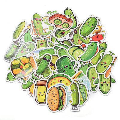 50 Sheets Paper Cucumber Stickers STIC-Q002-08-1