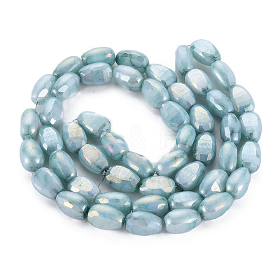 Opaque Baking Paint Crackle Glass Beads Strands EGLA-S174-21A-1