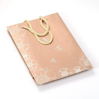 Rectangle Flower and Butterfly Pattern Cardboard Paper Bags CARB-O001-B-01-1