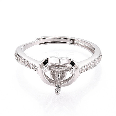 Rhodium Plated 925 Sterling Silver Micro Pave Cubic Zirconia Engagement Solitaire Ring Settings STER-N016-76P-1
