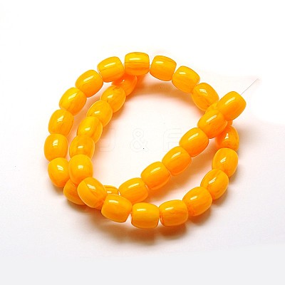Imitation Amber Resin Drum Beads Strands for Buddhist Jewelry Making RESI-A009D-12mm-01-1