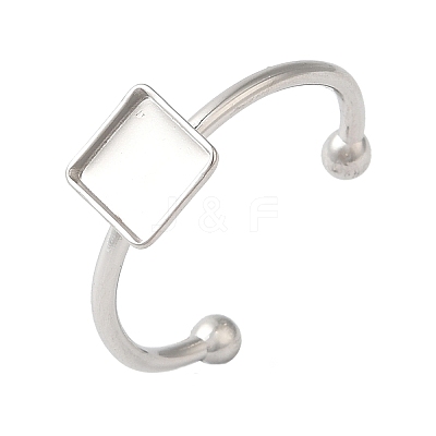 Non-Tarnish 304 Stainless Steel Open Cuff Ring Components X-STAS-I306-03P-1
