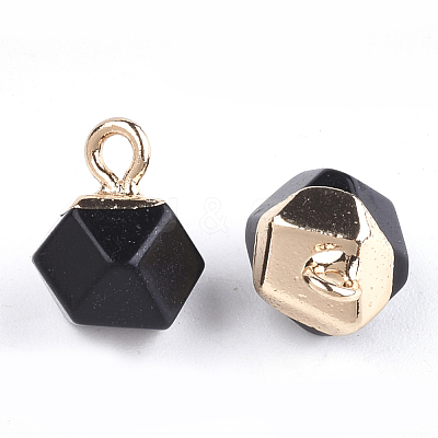 Electroplate Synthetic Black Stone Charms X-G-S344-08A-1