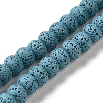 Natural Lava Rock Dyed Beads Strands G-Z036-B01-02-1