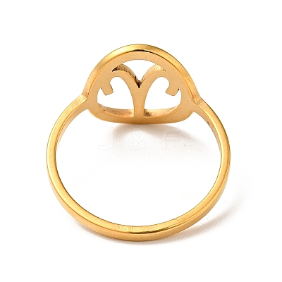 Ion Plating(IP) 201 Stainless Steel Constellations Aries Finger Ring for Women RJEW-G266-29G-1
