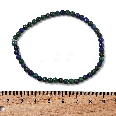 Natural Chrysocolla and Lapis Lazuli(Dyed) Round Bead Stretch Bracelets BJEW-L594-B04-1