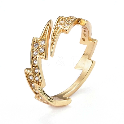 Brass Micro Pave Clear Cubic Zirconia Cuff Rings ZIRC-H109-07G-1