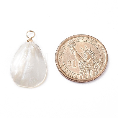Natural Trochid Shell/Trochus Shell Pendants X-PALLOY-JF01393-1