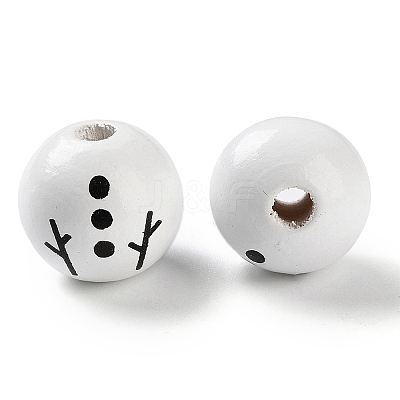 Printed Wood European Beads WOOD-Z002-02A-1